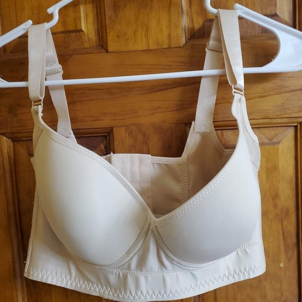 Unbranded Beige Boned Longline Bra Women 34F 75F Underwire Support Lingerie